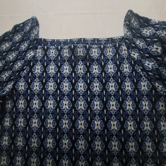 LOFT Square Neck Puff Sleeve Blouse Women's Size S Blue Floral Print - Picture 3 of 5